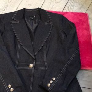 Danielle B Petite Size S Jean Denim Blazer Jacket EUC